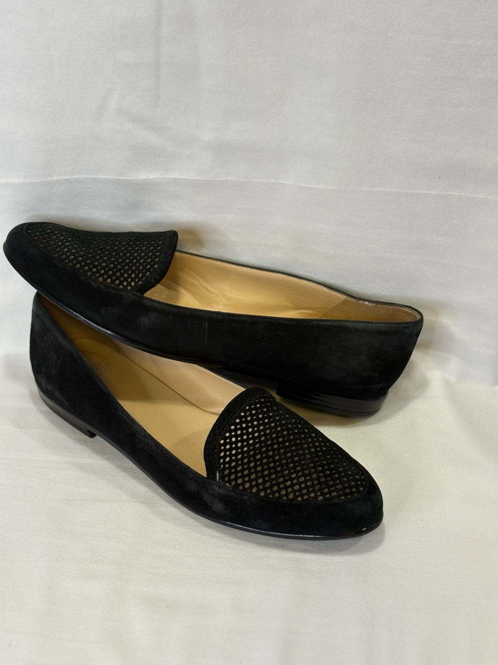 AMALFI Black Suede Perforated Loafers SZ 9.5N VGC $240